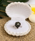 Bague TUPAI en argent 925 avec perle de Tahiti verte de 9,2 mm et 5 zirconiums