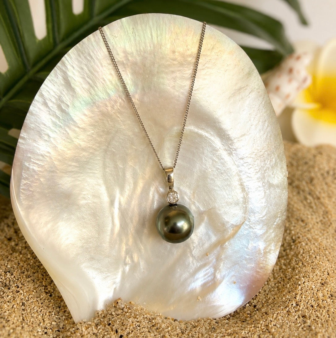 Collier ARATIKA en argent 925 avec perle de Tahiti multicolore de 12,4 mm