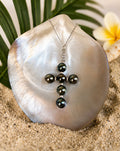 Collier ARUTUA croix en argent 925 avec 5 perles de Tahiti multicolores et zirconiums