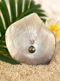 Collier MANIHI en argent 925 avec authentique perle de Tahiti de 12,9 mm et oxyde de zirconium