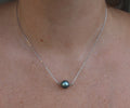 Collier argent 925 ajustable avec authentique perle de Tahiti multicolore