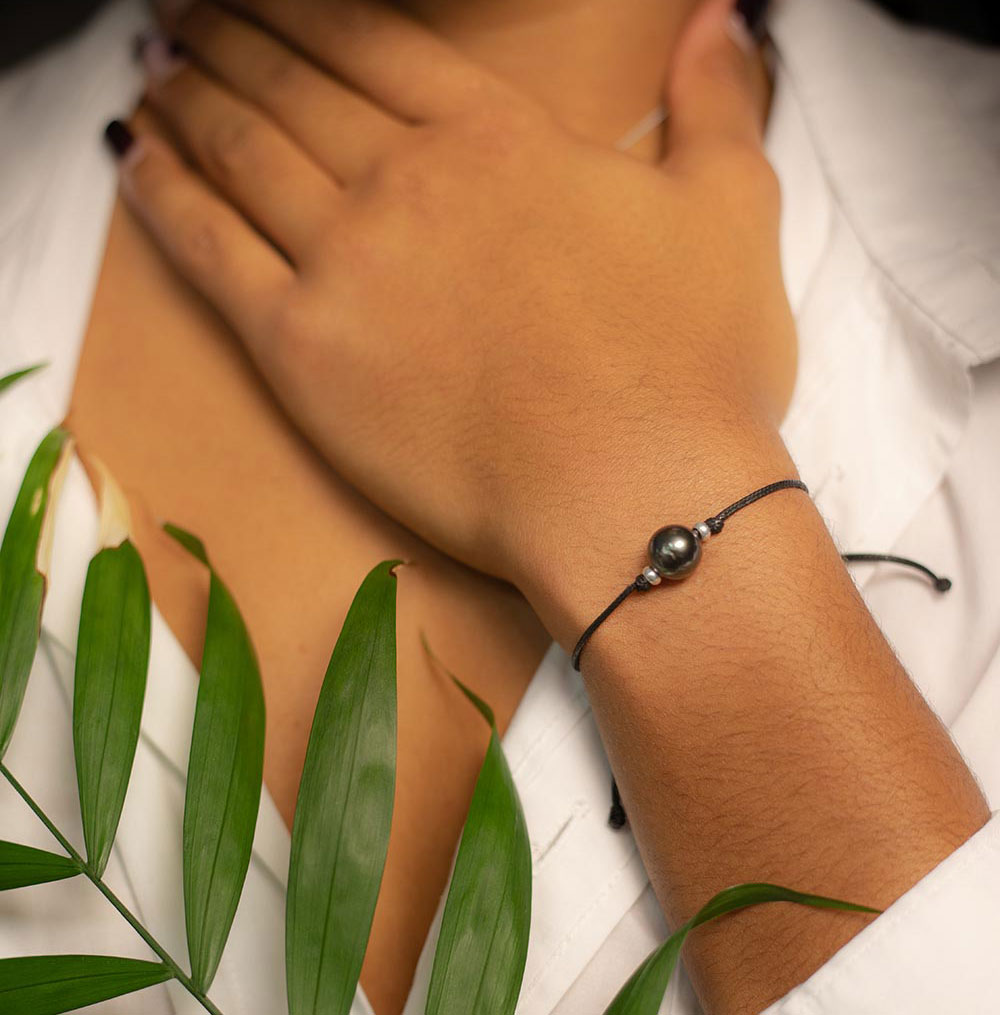 Bracelet argent perles noires de Tahiti - TAKAROA