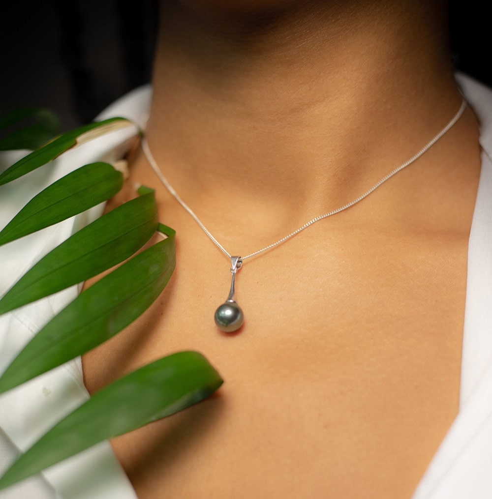 Collier argent perles noires de Tahiti - VAIANA